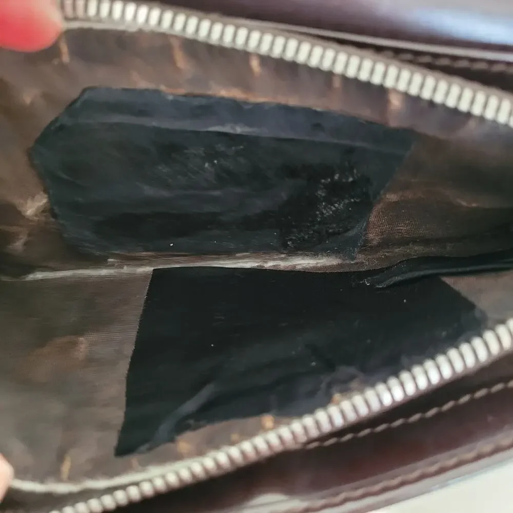 Celine Vintage Envelope Canvas Leather Large Wallet Carriage Brown‎ Gray Logo
